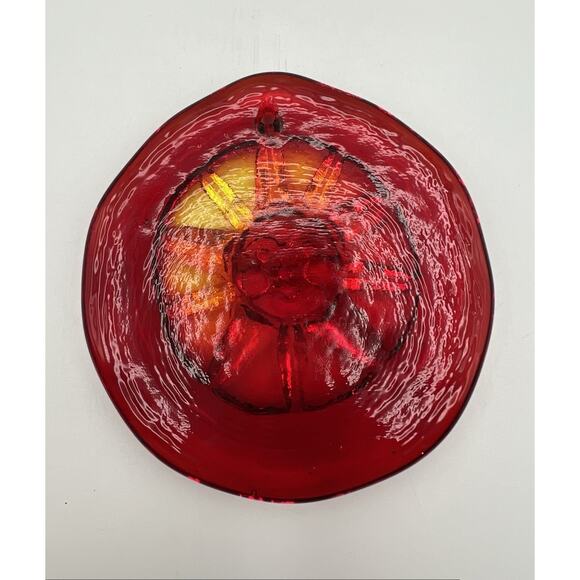 Blenko Ruby Red Amberina Art Glass Sunshine Suncatcher 3.5” Hanging Decor - Picture 8 of 10